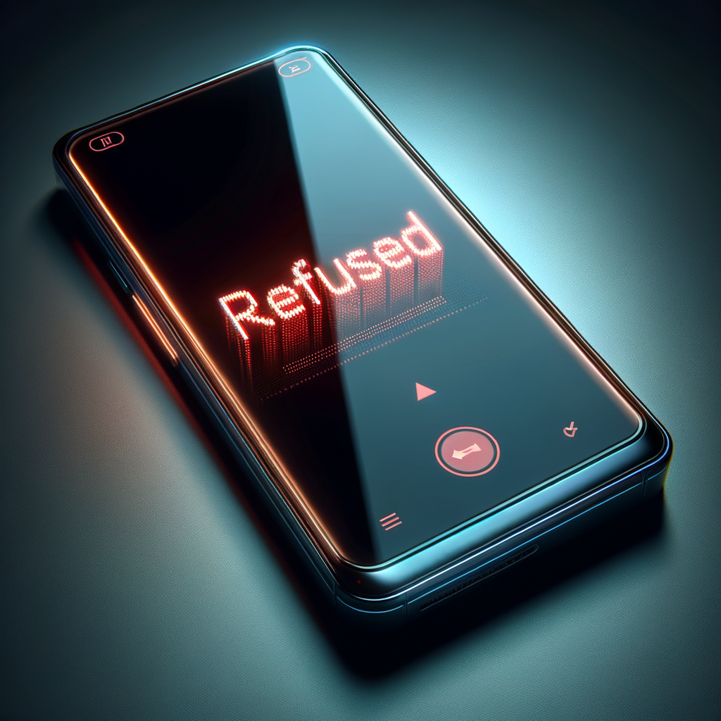 mobile phone on desk with "REFUSED" on screen - mobile contract alternatives after being turned down for a phone contract